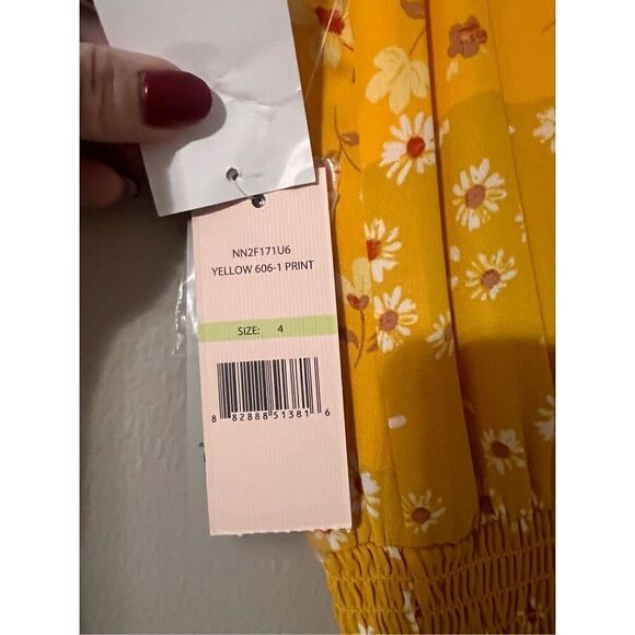 Nanette Lepore 4 High Neck Blouson Swing Dress Yellow Patchwork Paisley Floral - Picture 15 of 16